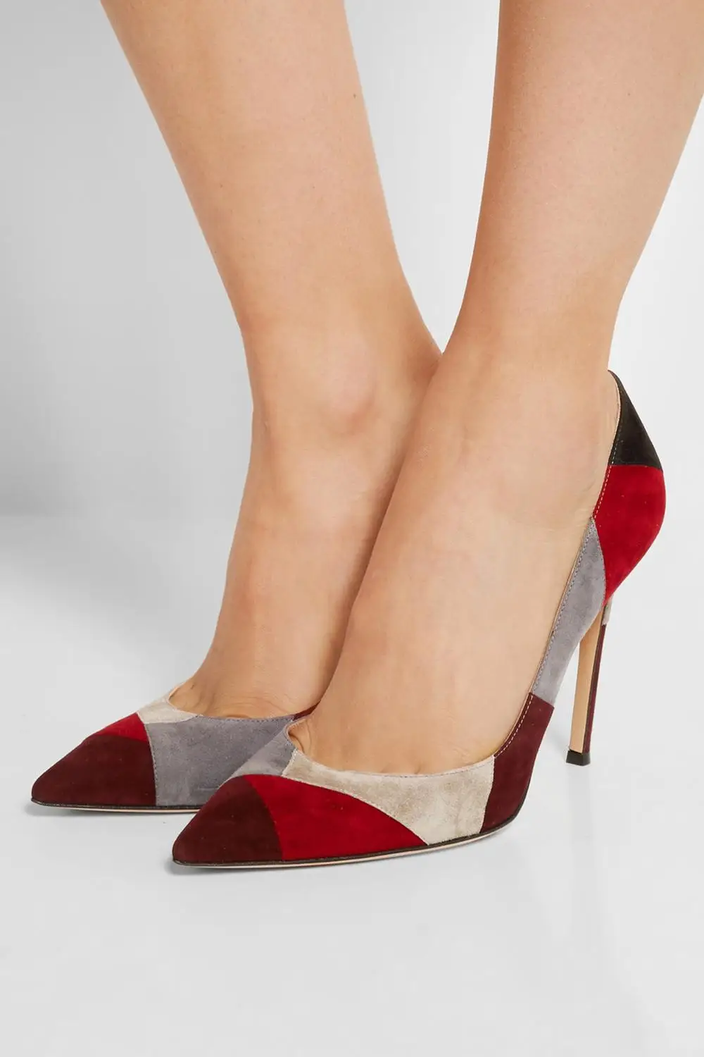 ASHIOFU 2020 New Handmade Stiletto High Heel Women Pumps Faux-suede Patchwork Party Prom Shoes Evening Fashion Pumps Court Shoes