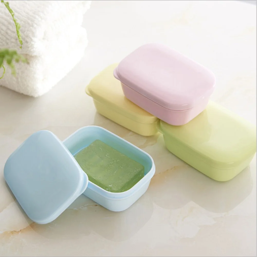 

4 Pcs 11.6x8.3cm Travel PP Soap Box Waterproof Seal Soap Container Slotted Drainer Bathroom Soap Storage Case Soap Holder with