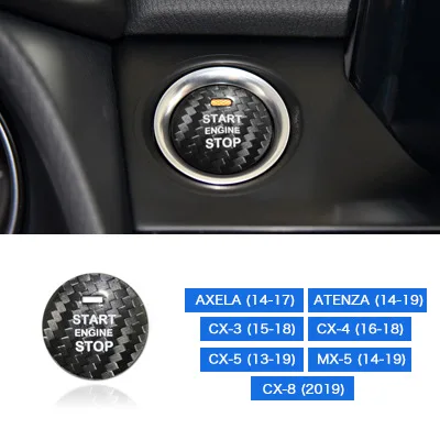 Для Mazda Axela Atenza CX-8 CX-3 CX-4 CX-5 углеродного волокна автомобильный двигатель старт/стоп для кнопки переключателя крышка наклейки для укладки волос