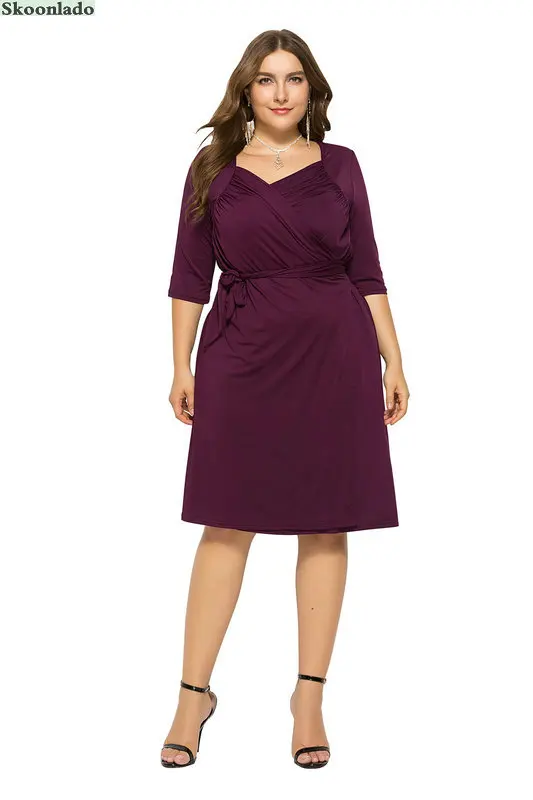 Новинка женское Хлопковое платье с V-образным вырезом поясом и дизайнерские