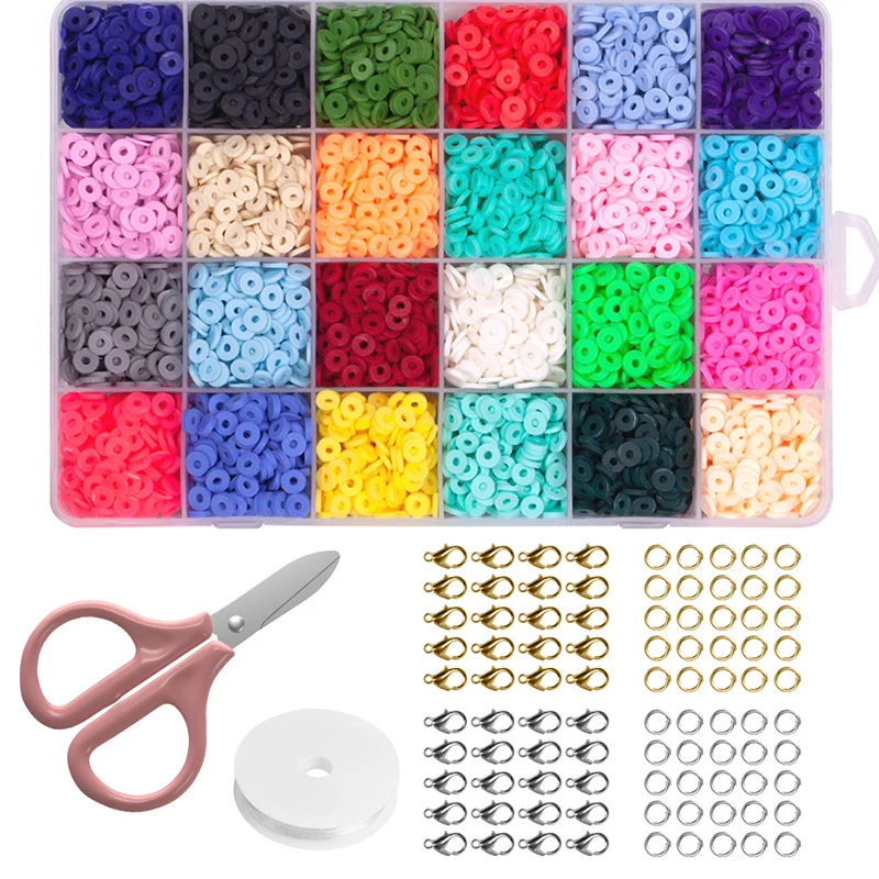 Плоские круглые дисковые бусины из полимерной глины 4000 шт. 20 цветов 6 мм комплект