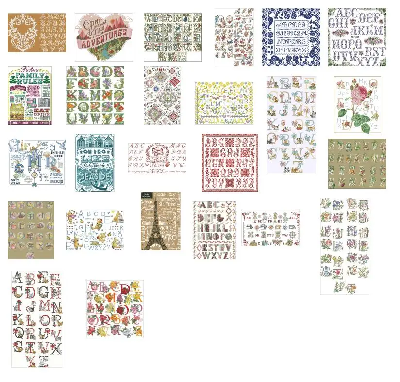 Алфавит серии 25 фотографий на выбор 100% хлопок нитки вышивки крестом наборы