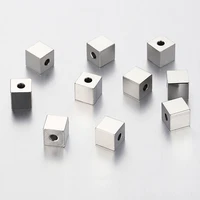 20pcs 6mm stainless steel square cube bead hole 2mm spacer loose beads for needlework bracelets necklace jewelry making diy
