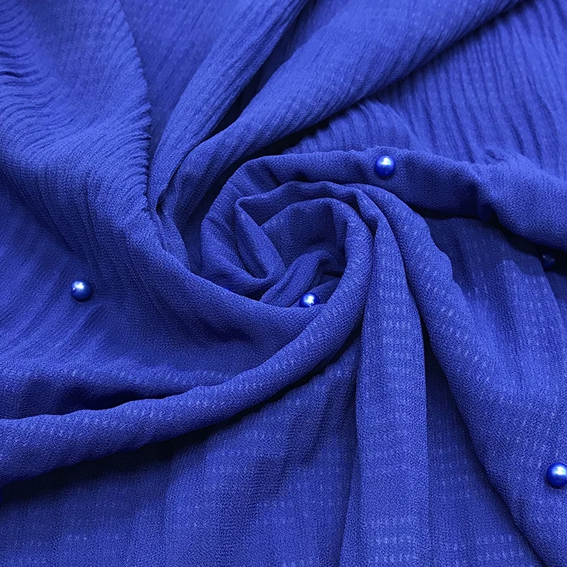 Шифоновые женские шарфики с жемчужинами Длинные мусульманский шарф со складками