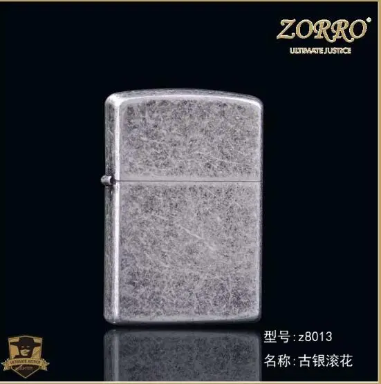 Оригинальная зажигалка zorro с двумя струями пламени, ветрозащитная Белая Стальная внутренняя подкладка, медный чехол, газовая надувная Зажигалка для прикуривателя - Цвет: original silver