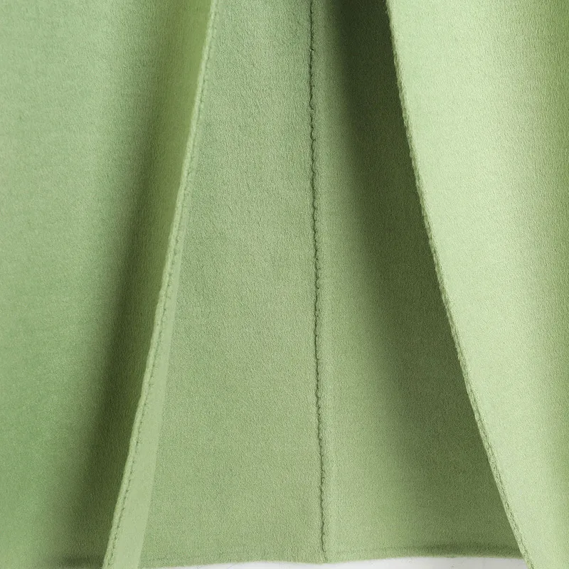 

Autumn / winter 2020 new big baby collar double face wool coat female Avocado Green single breasted hand cuff