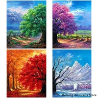 5d diy diamond painting four seasons tree embroidery full square round drill cross stitch mosaic pictures handmade home decor