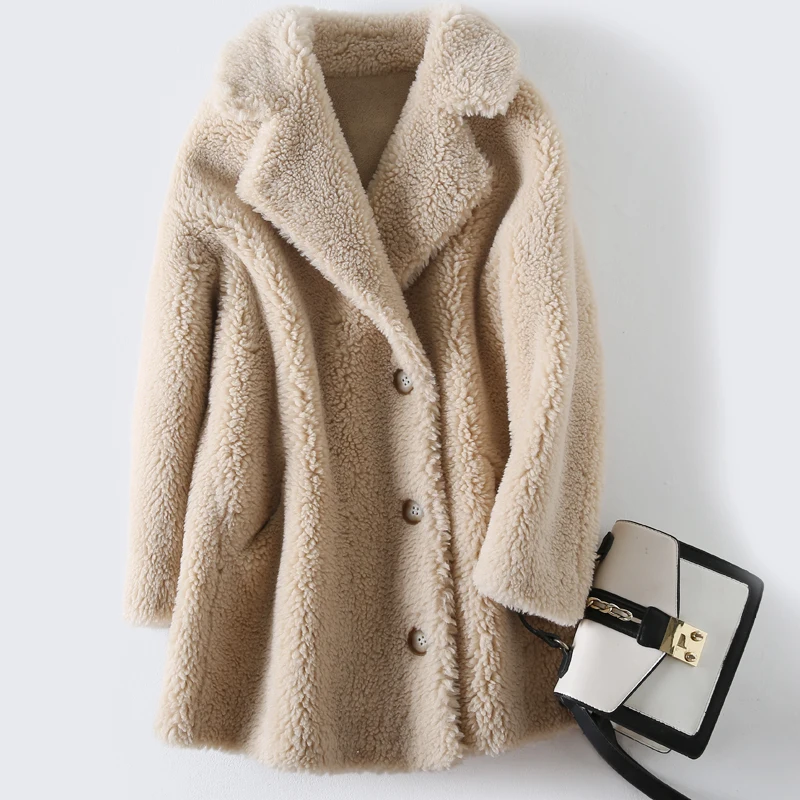 

Autumn Winter New Granule lambswool Fur Jacket Women Fashion Long Sleeve Warm Outerwear Loose Sheep Shearing Coat Female H1699
