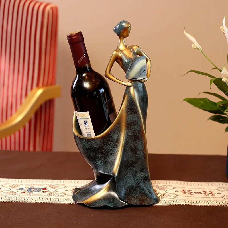 

Resin Crafts European Creative Figure Girl Wine Rack Decoration Home Living Room Wine Cabinet Decoration Decoration