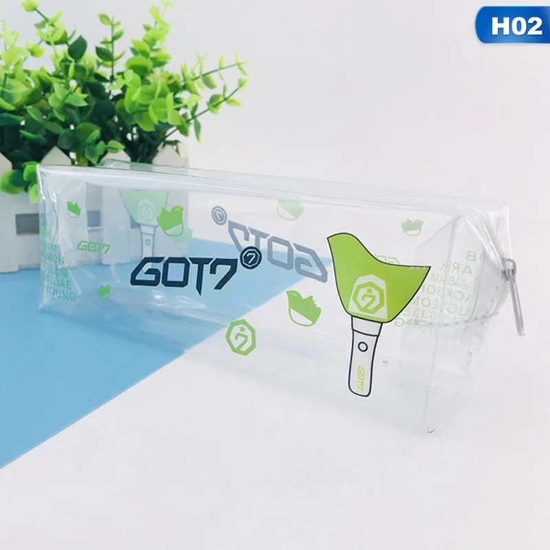 H02 Kpop BLACKPINK GOT7 TWICE TXT SEVENTEEN прозрачная сумка для хранения розовый Пенал Размер 18*6,5*5,5 см горячая распродажа - Цвет: H02