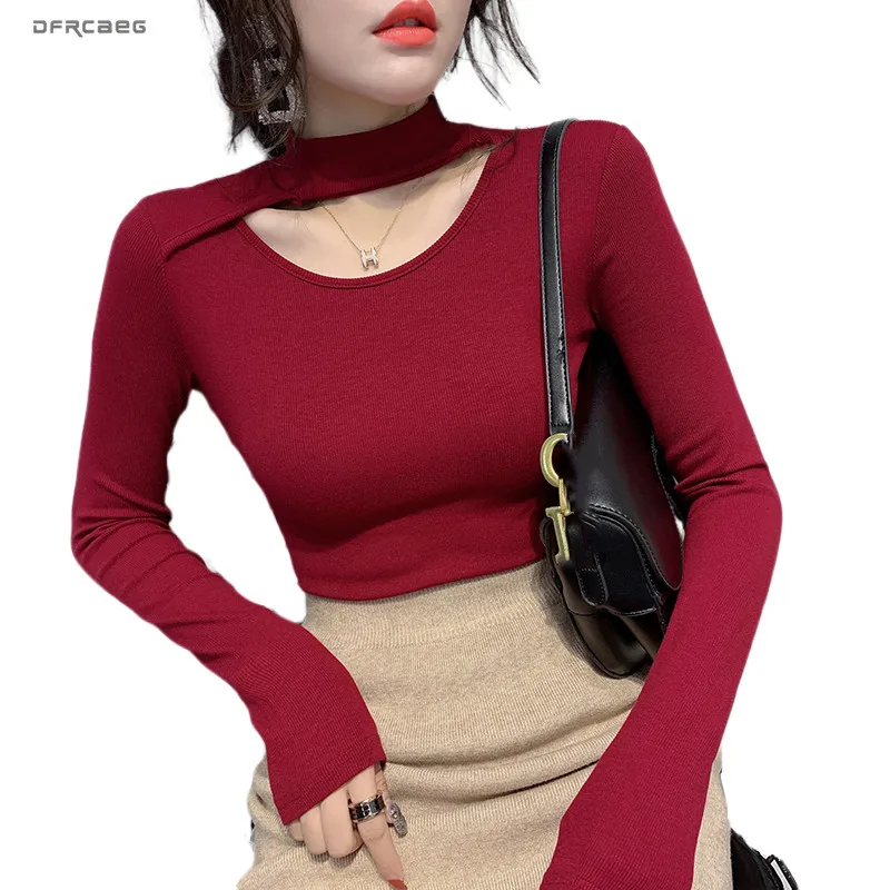 Женская хлопковая футболка с длинным рукавом