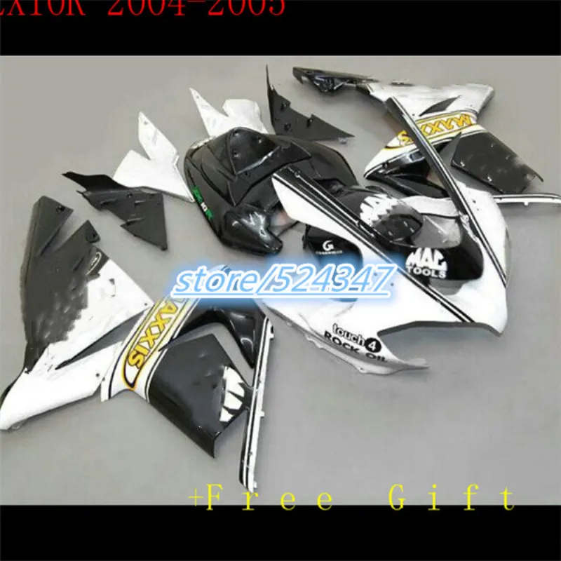 

100% NEW BLACK/WHITE Fairings FOR KAWASAKI NINJA ZX10R 04-05 ZX 10R 04 05 ZX-10R 10 R 2004 2005 fairing kits