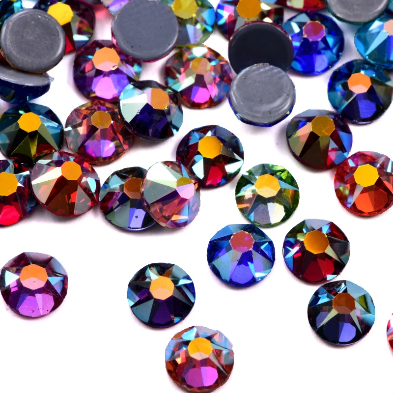 Стразы горячей фиксации 144 шт. 8 больших маленьких стеклянных страз Красочные