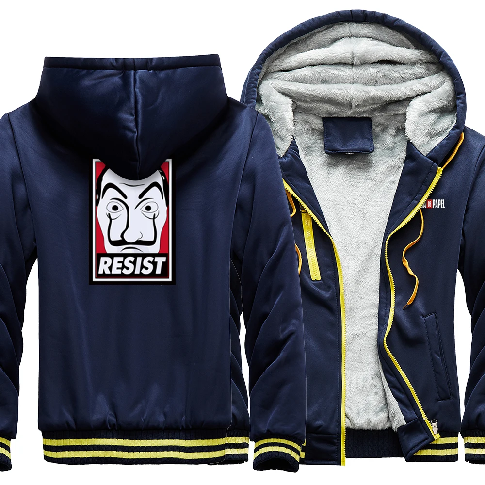 

La Casa De Papel Harajuku мужская толстовка с капюшоном, теплое пальто на молнии, зимняя куртка, Лидер продаж, Повседневная Уличная одежда в стиле хип-х...