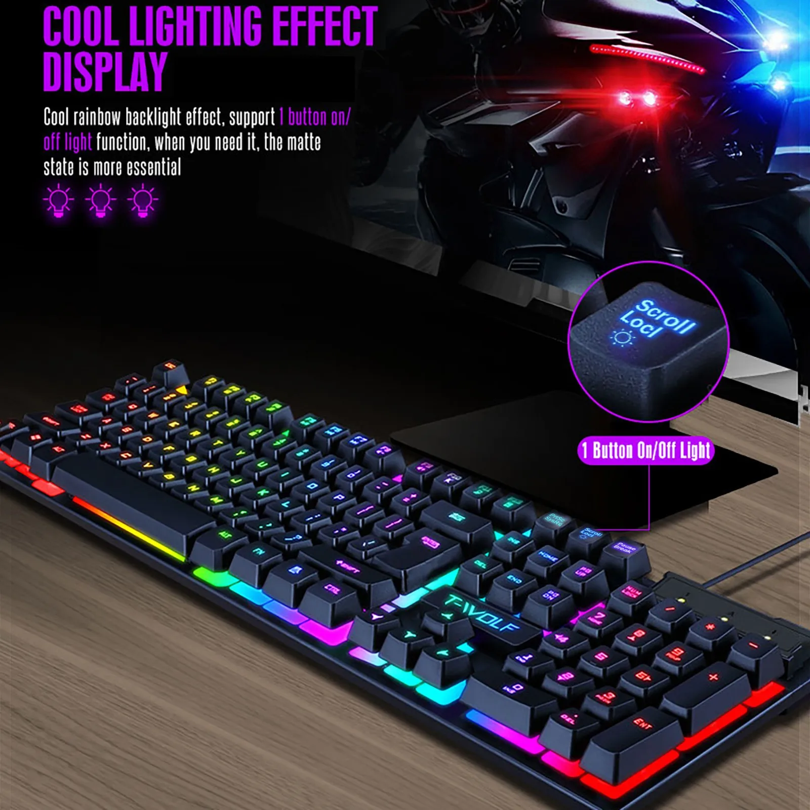 nssd keyboard mouse combo tf200 rainbow backlight usb ergonomic gaming keyboard and mouse set for laptop keyboard and mouse set free global shipping