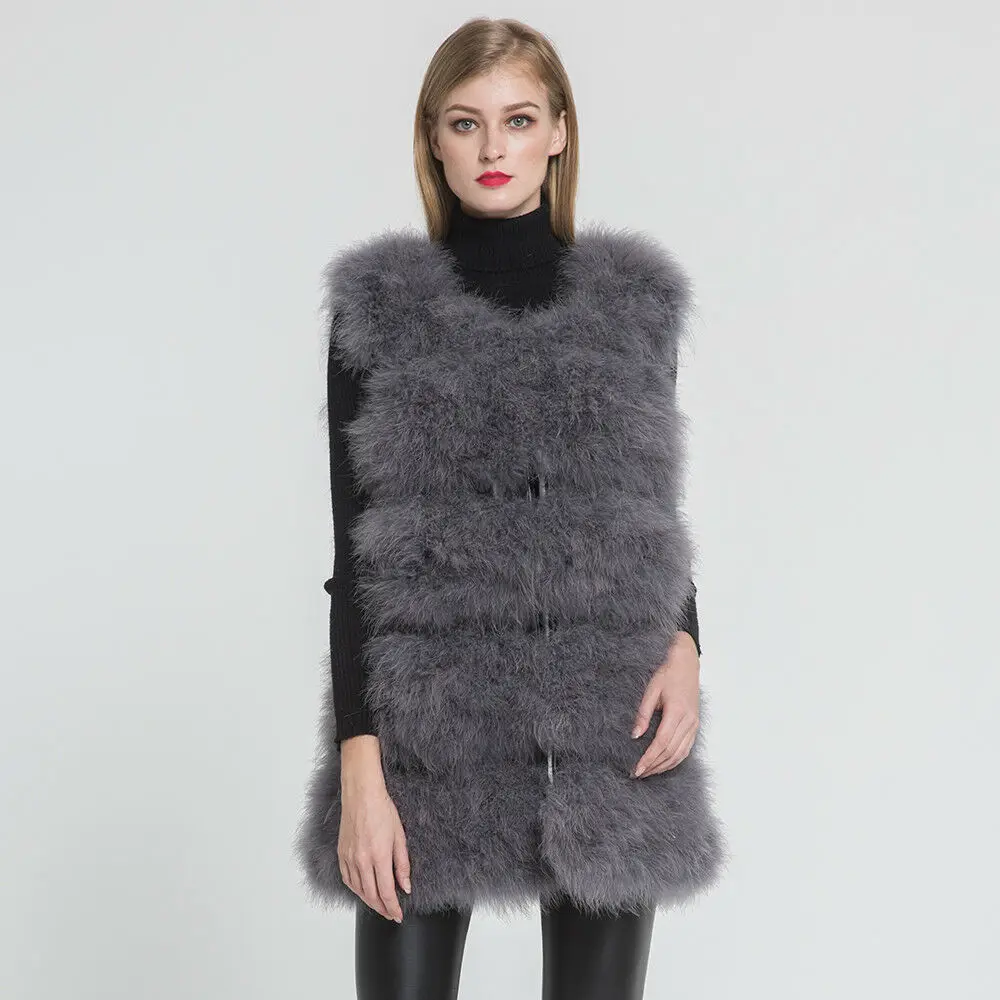 Новинка 2019 жилет из натурального страусиного меха зимний теплый Модный женский