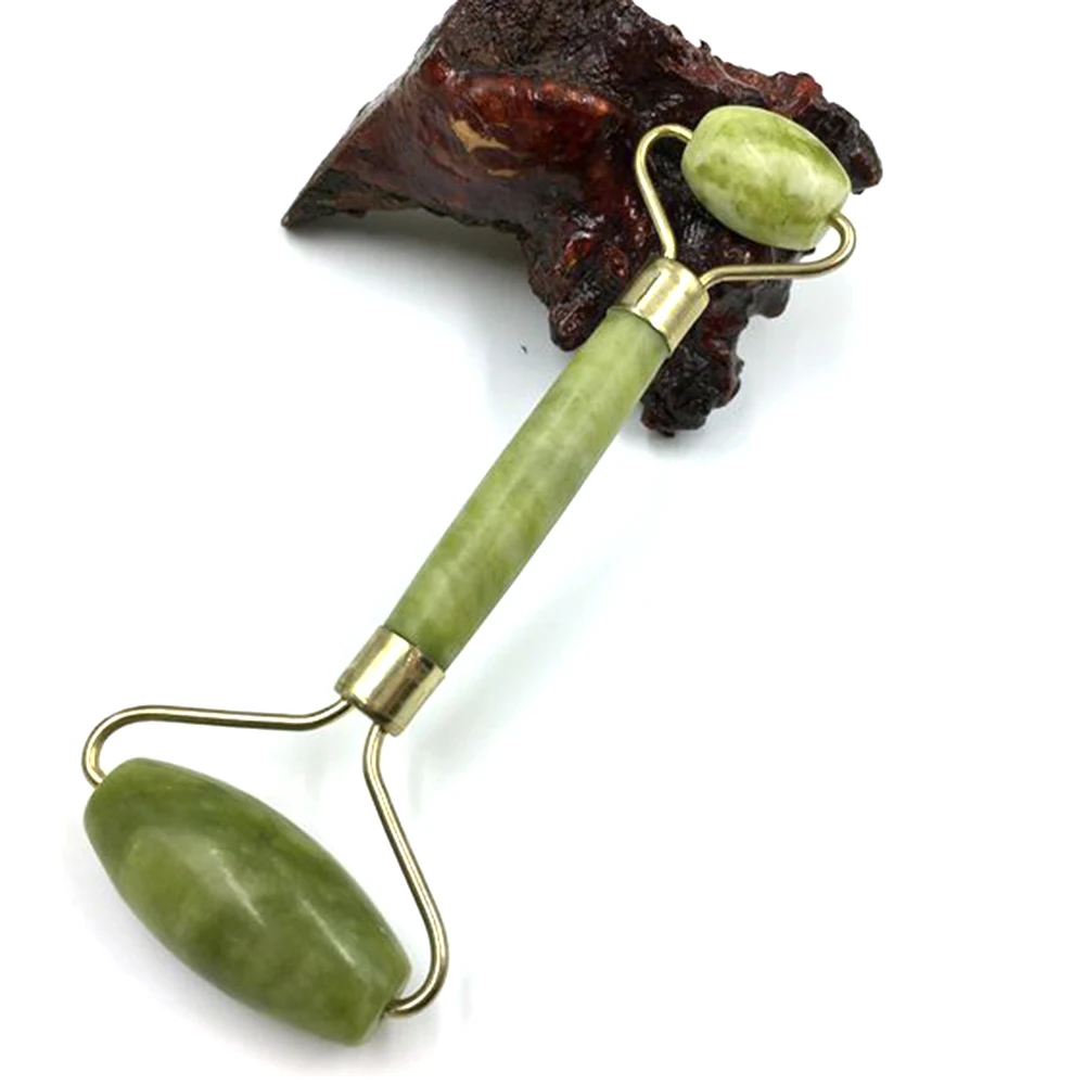 Массажный ролик для лица с двойными головками Нефритовый камень уход за лицом