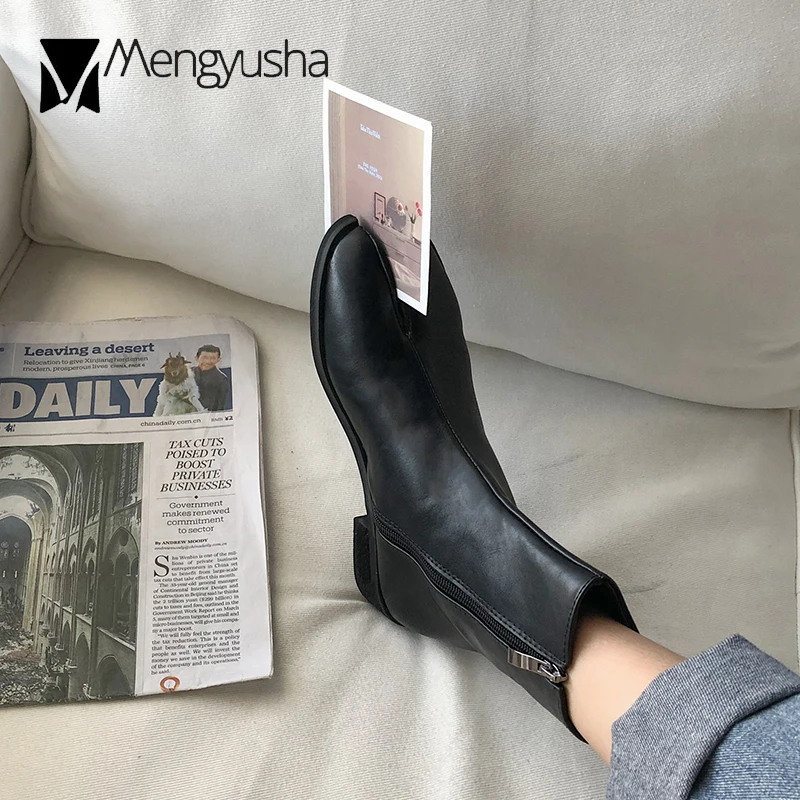 Таби ниндзя ботильоны &quotМартенс&quot женские универсальные черные на низком