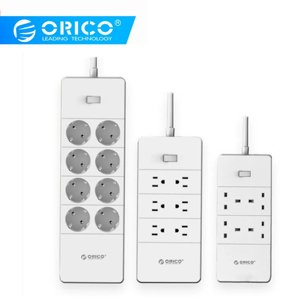 ORICO HPC-V1, USB, ЕС, Великобритания, США, электрическая розетка, умная силовая полоса, переключатель перегрузки, защита от перенапряжения, 4, 6, 8, розетки переменного тока, 5, 2,4 А, usb-порты