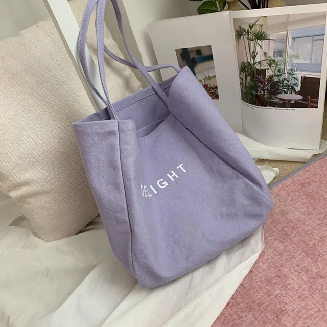 

Soft Canvas Bag Large Capacity Women Shopping Bag Casual Hasp Ladies One Shoulder Tote Bags