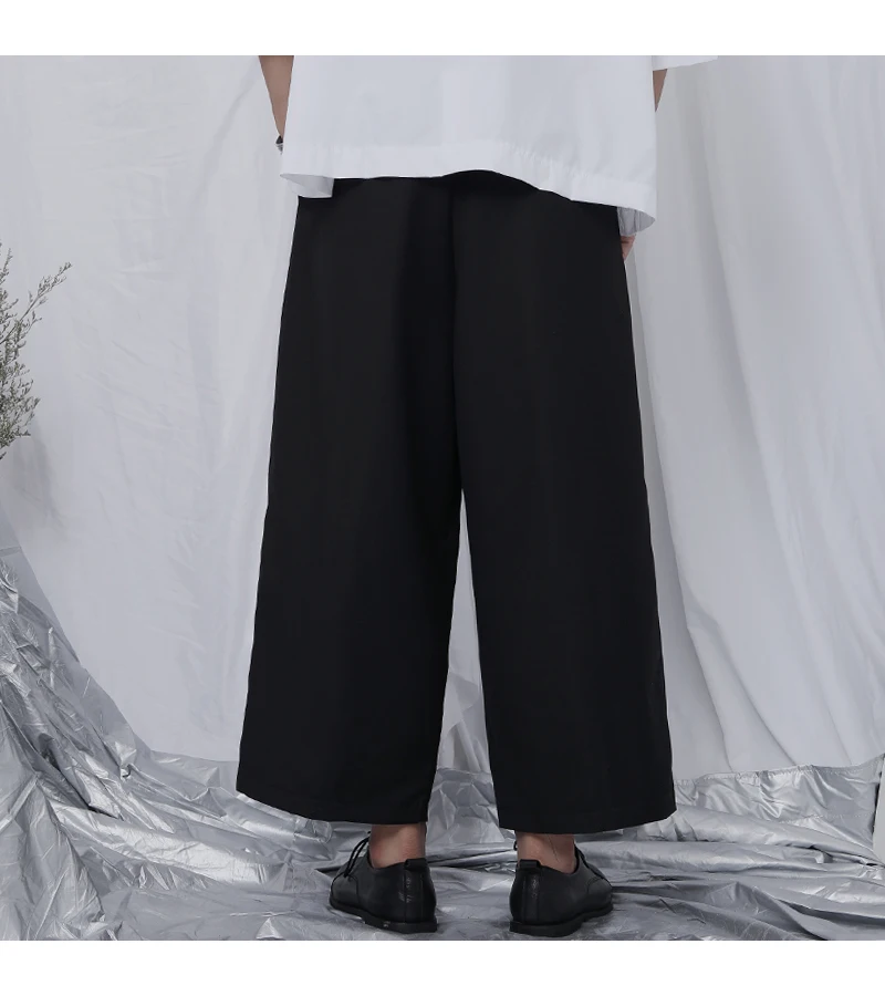 Осенние широкие брюки мужские укороченные большие повседневные модные