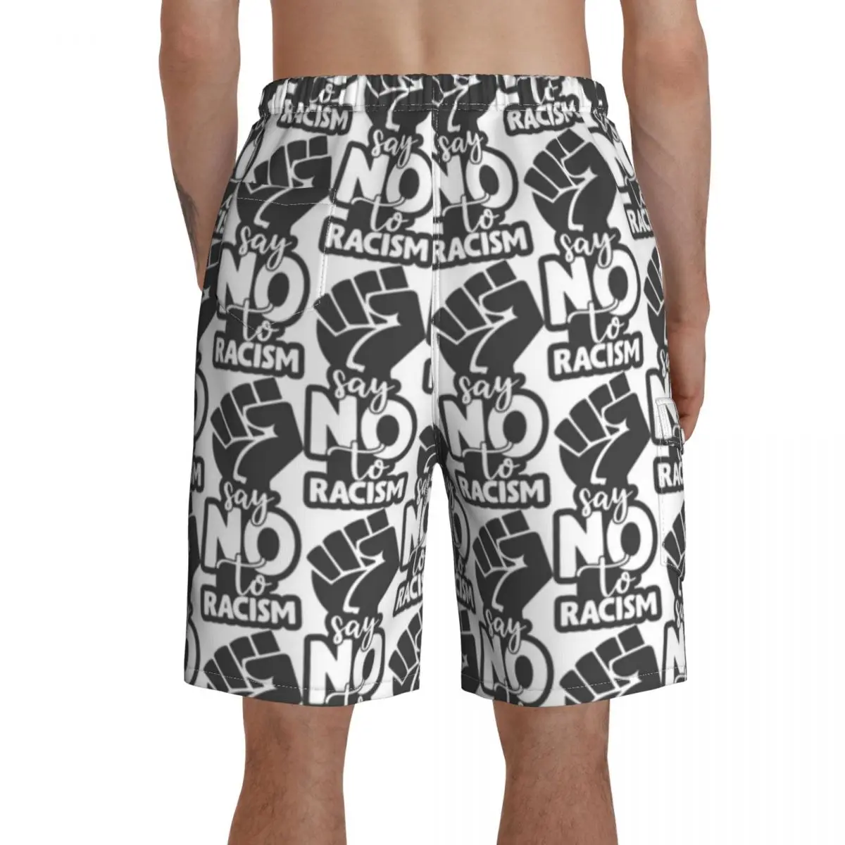 

Racism Board Shorts Swimming Trunks Polyester Men Bathing Funny Swim Trunks