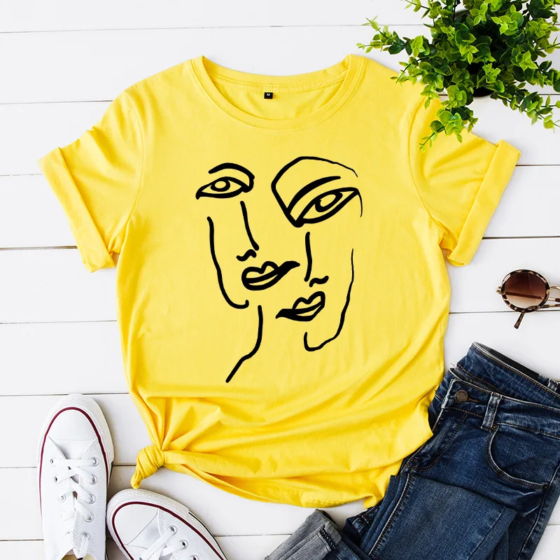 

Summer new style printed loose round neck short sleeve T-shirt women