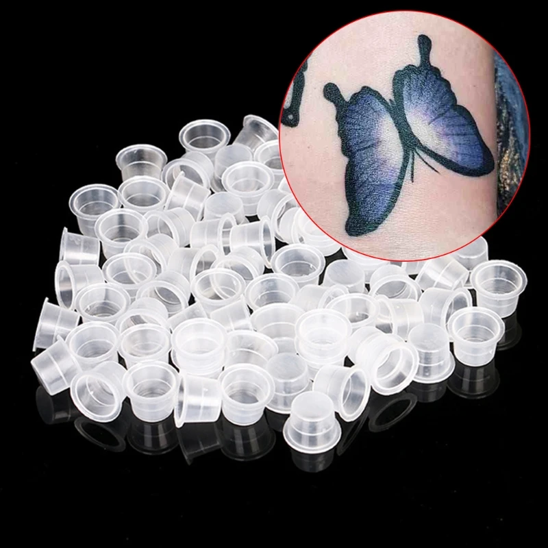 

1000Pcs Disposable Tattoo Ink Cap Cups 13/19.5/23mm Permanent Makeup Pigment Transparent Container for Tattoo Supplies