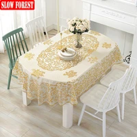 oval pvc thickened tablecloth waterproof and oil proof tea table set european style household customizable room decor beautiful