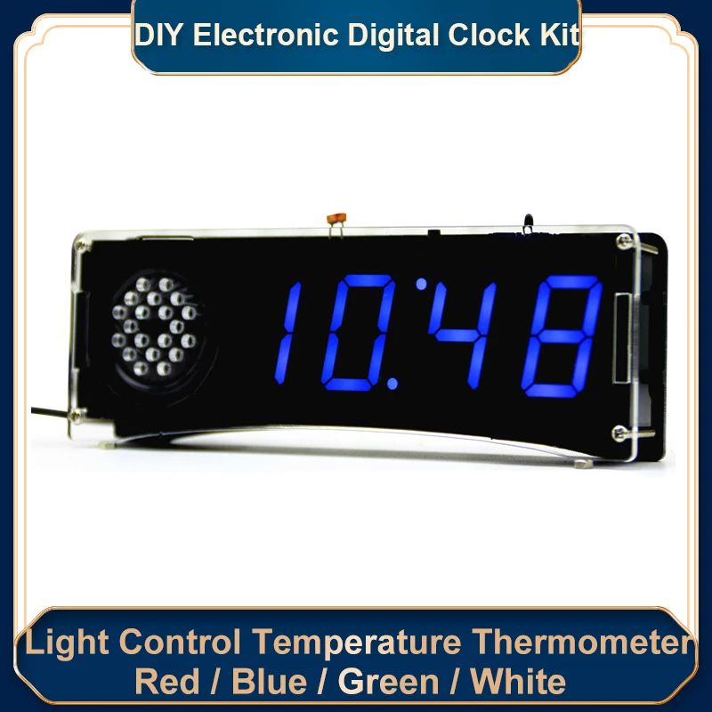 DIY Digital Clock Kit LED Microcontroller Time Lights Control Temperature English Voice Night Ligh Electronic Kits |