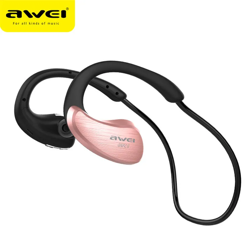 Rose Gold Awei A885BL Портативный беспроводной bluetooth наушники HIFI стерео водонепроницаемый шумоподавление NFC - Цвет: Rose Gold