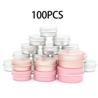 100pcs x 5g 10g 15g aluminum round lip balm tin containers with screw thread lid great for spices candies tea or gift giving