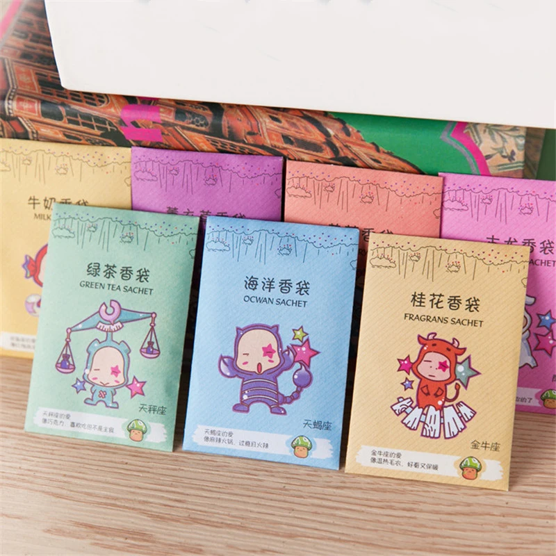 

12Pcs Aromatherapy Natural Smell Incense Wardrobe Sachet Set Air Fresh Scent Bag Perfume Vanilla Sachets Paper Bag 8.3X5.5cm
