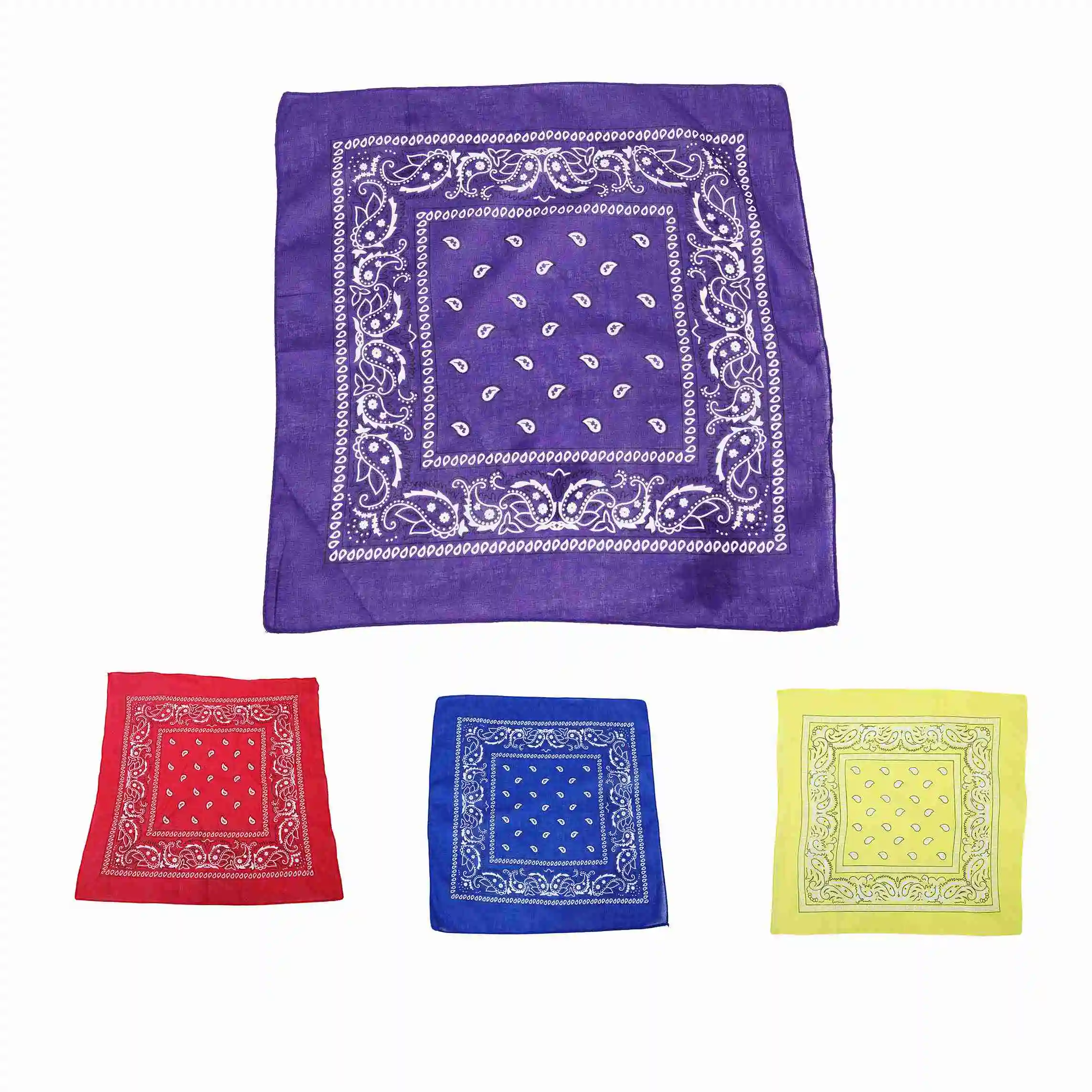 

Bandana scarf with square black white paisley pattern on both sides