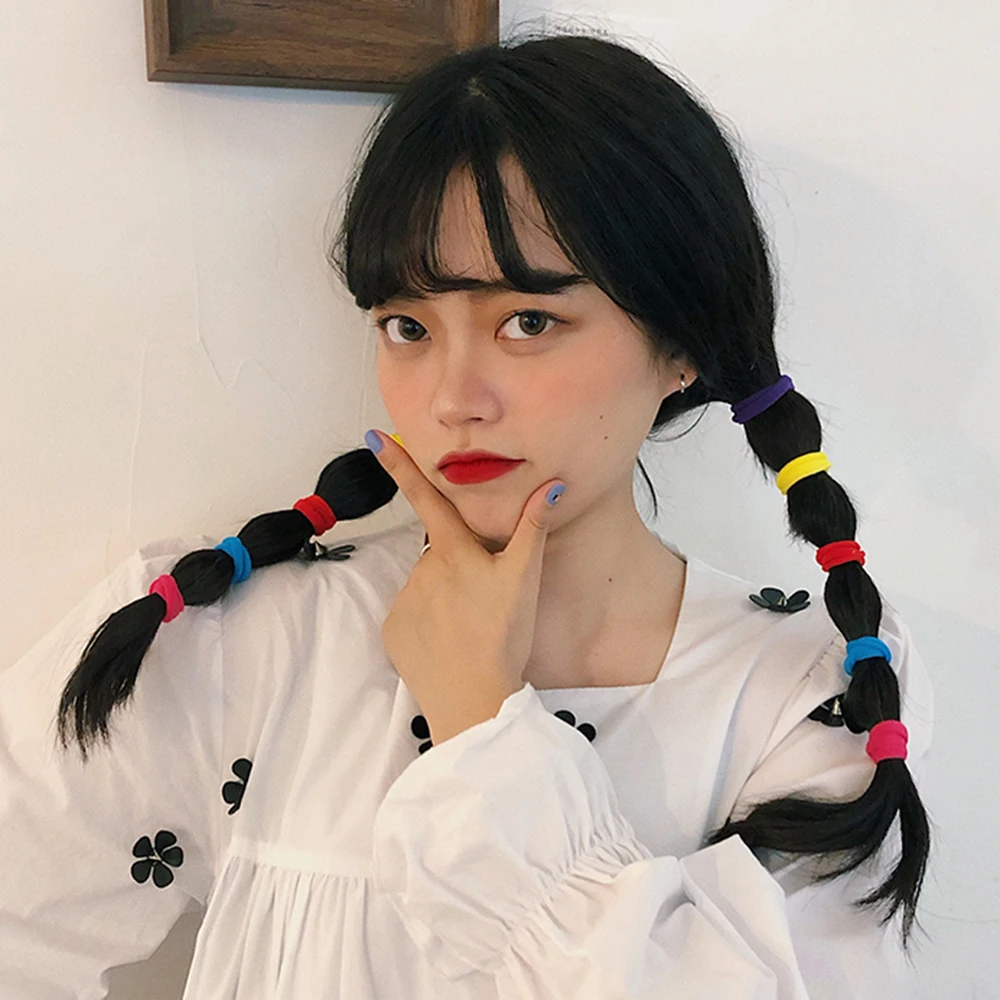 

50pcs/set Girls Colorful Nylon Small Elastic Hair Bands Children Ponytail Holder Rubber Bands Headband Hair Accessories