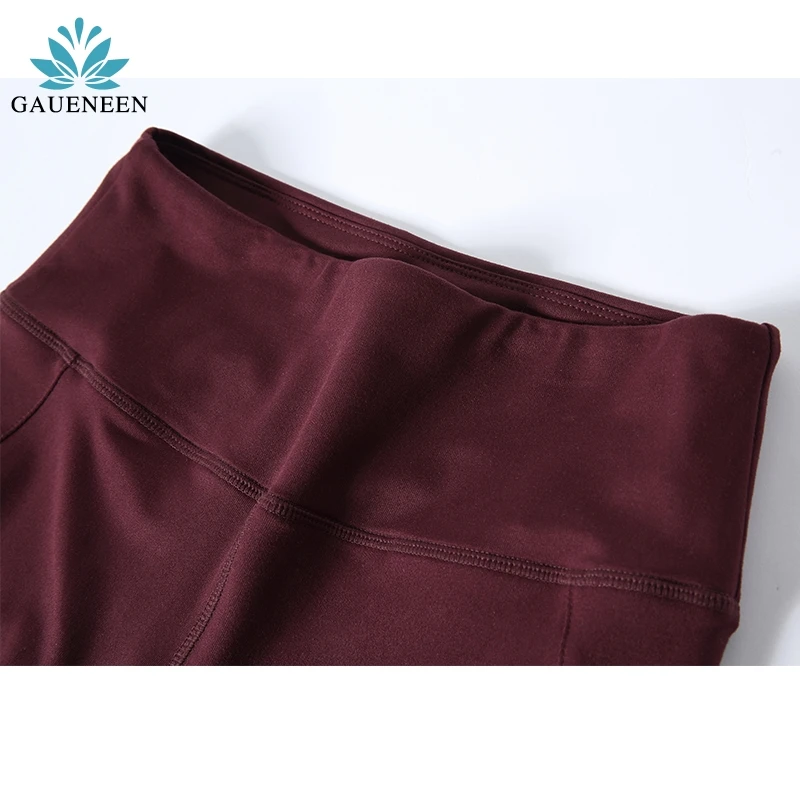 

GAUENEEN Elastic High Waist Sport Leggings Women Yoga Pant Quick Dry 3/4 Running Trouser Female Crop Gym Leggings Fitness Tights