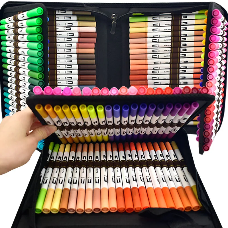 Акварельная ручка кисть маркеры Copic 120 цветные художественные с двойным