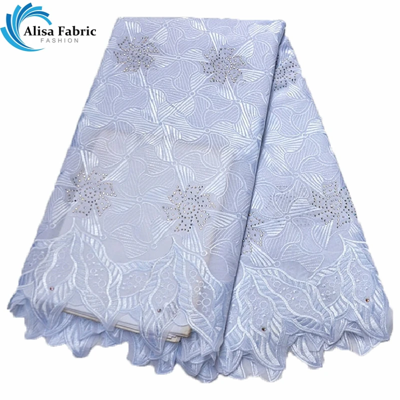 Белая африканская сухая кружевная ткань с камнями швейцарская вуаль кружево 100%