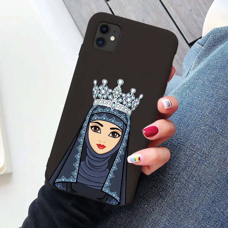 

Luxury Woman Crown Hijab Face Muslim Islamic Girl Eyes Cover Phone Case for Iphone 12 11 Pro Max X 6S 7 8 Plus XR XS MAX SE 2020