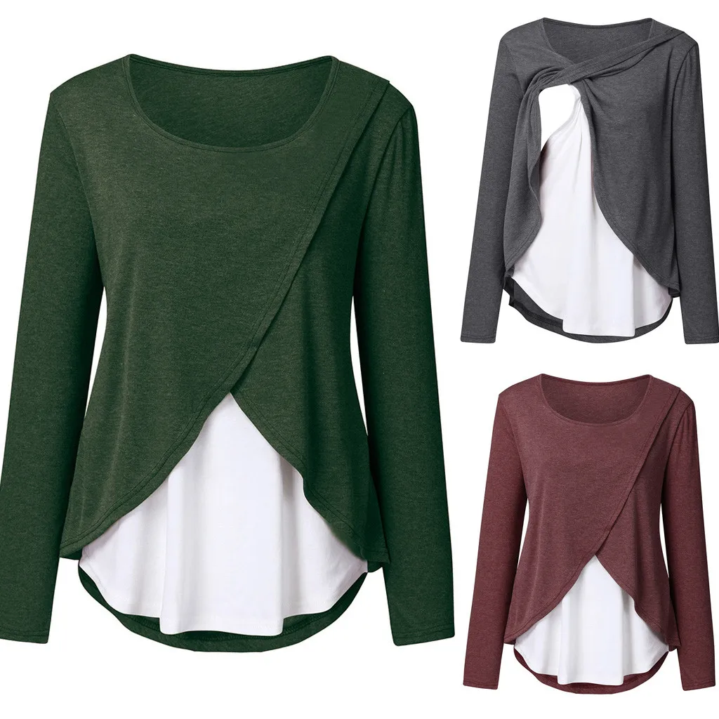 Женская блузка с длинным рукавом для беременных Модный повседневный пуловер