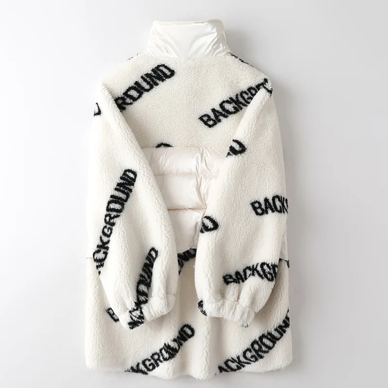 Бархатное пальто из овечьей шерсти с частицами комбинированное женское меховое