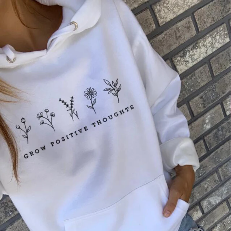 Женская толстовка с длинным рукавом круглым вырезом и буквенным принтом в стиле