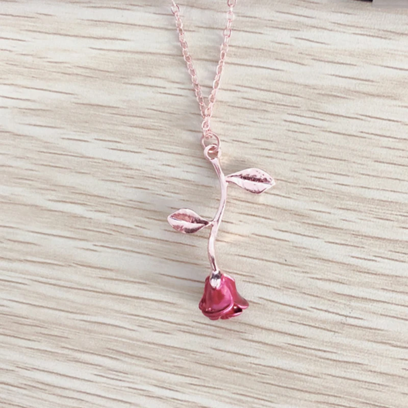 XL026-Red-RoseGold Miss JQ красный цветок розы кулон ожерелье для женщин Бохо Винтаж ожерелья Шарм массивные ювелирные изделия Модные вечерние подарки Bijoux - Окраска металла: XL026-Red-RoseGold