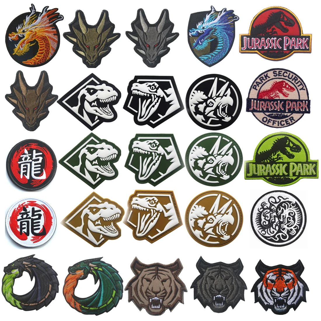 Динозавров Дракон вышитые патчи ПВХ военные Тигр прочные мотоциклетные патч