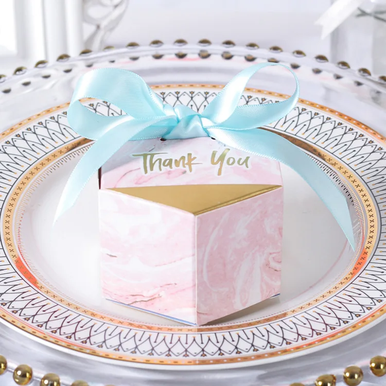 Golden Marble Gift Boxes Paper Box For Guests Candy Chocolate Cupcake With Ribbon Wedding Party Favors | Дом и сад