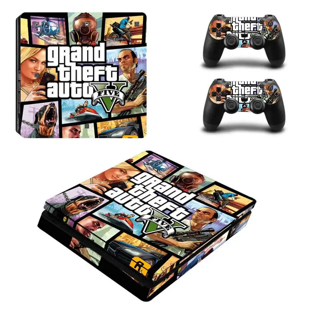 Виниловый стикер для PS4 Slim консоль с 2 контроллерами наклейка Sony PlayStation 4 защитная