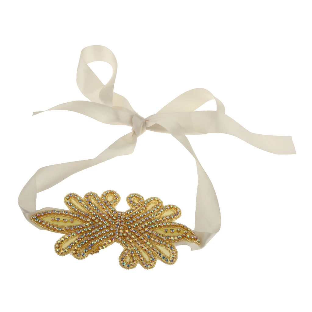 Аксессуары для свадебного платья Золотые стразы Винтажные бусины кристаллы Пояс