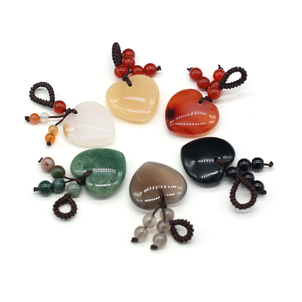 

2023 Heart Keychains Haikyuu Natural Stone Crystal Rose Quartz Opal Agate Gadgets Key Chain for Women Jewelry Accessories Gifts