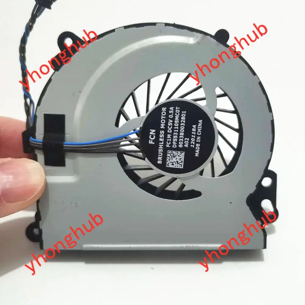 

Delta Electronics FCN KSB06105HB CJ1M DFS531105MC0T 6033B0032801 720235-001 DC 5V 0.40A Laptop Fan