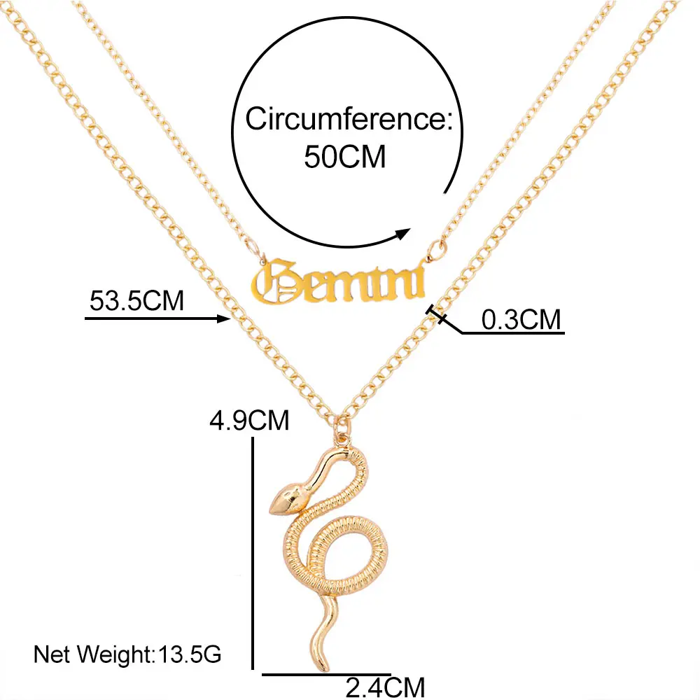 

Flatfoosie Punk Multi-layer Snake Pendant Necklace For Women Men Gold Color Letter Clavicle Chain Necklace Hip Hop Jewelry Gift